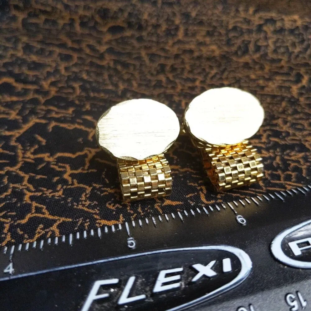 Vintage Foster USA Gold Tone Oval Cufflinks WrapARound Tux Shirt Suit
